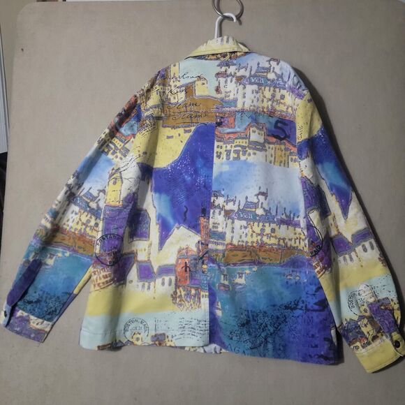 Chico's Colorful Jacket Women's Size 2 Travel Lover Vacation Wear Fun Colorful - Picture 12 of 15